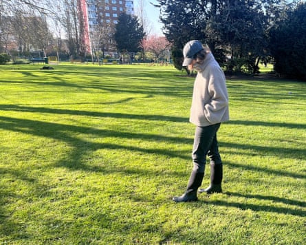 The writer in a park wearing Mountain Warehouse wellies.