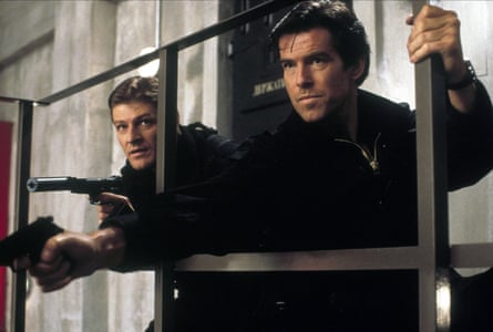 Pierce Brosnan with Sean Bean in GoldenEye, Brosnan’s debut as James Bond