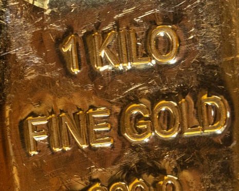 A 1 kg gold bullion on display at the ABC Bullion store Martin Place store, Sydney.