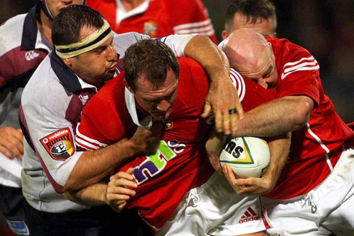 Flanker Richard Hill and hooker Keith Wood in action against the Queensland Reds.