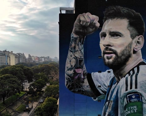 A mural of Lionel Messi in Buenos Aires, where he will end his international career this week.