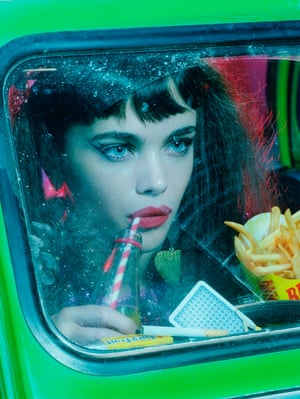 Five Girls in a Car #3, 2013Miles Aldridge is a photographer who is well known for staging elaborate mise-en-scènes that have a film noir quality. The technicolor dream-like worlds he constructs are vibrant, fragmented narratives that defy expectations. Long interested in art history, his highly stylized work draws inspiration from representations of the female nude in art, as well as in pulp fiction and pin-ups.