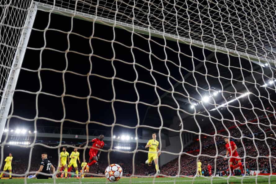 Liverpool’s Sadio Mane scores his team’s second goal.