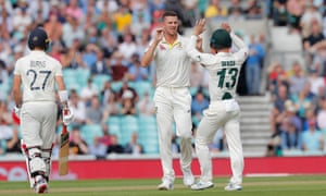 Australia’s Josh Hazlewood is congratulated by Matthew Wade but are their celebrations premature?