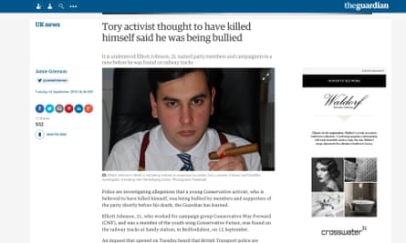 The Guardian’s original report of the death of Elliot Johnson