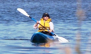 Amanda Nally in her blue kayak in New Zealand.