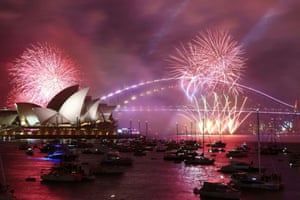 The family fireworks, displayed three hours before midnight every year ahead of the main show, fill the sky over the Opera House