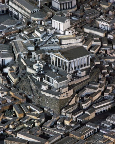 Model of the temple of the Capitoline Triad, ancient Rome.