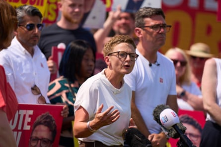 Bev Craig with Andy Burnham at a rally