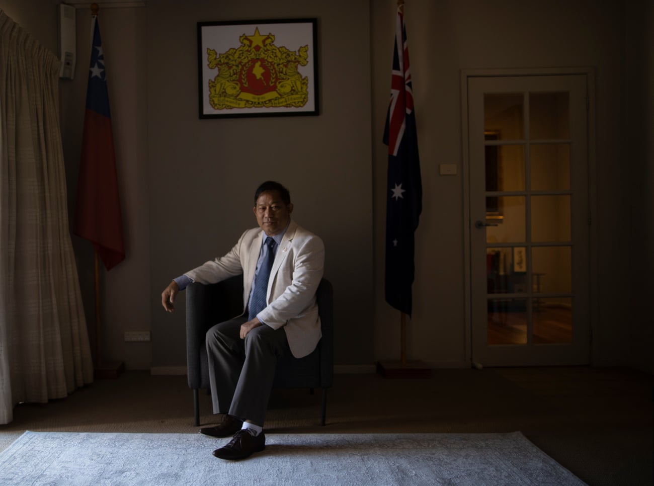 Dr Tun-Aung Shwe at the Myanmar national unity government’s shadow embassy in Canberra, Australia
