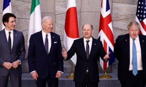 Canada’s Prime Minister Justin Trudeau, U.S. President Joe Biden, Germany’s Chancellor Olaf Scholz, and British Prime Minister Boris Johnson