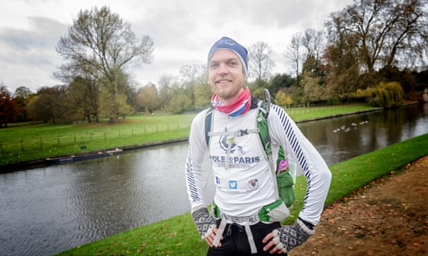 Dr Erlend Møster Knudsen, a Norwegian climate scientist who is running from Arctic Norway to Paris, on the Cambridge leg of his journey.