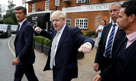 Boris Johnson campaigning in Oxshott, Surrey.