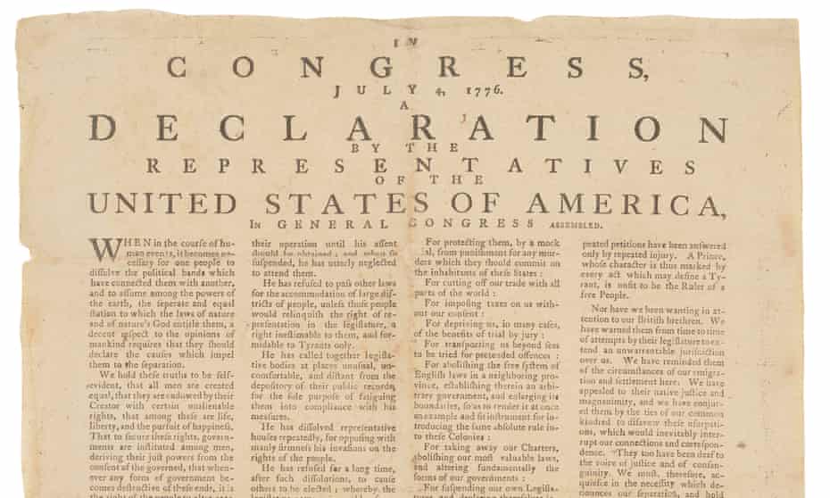 Early edition of US Declaration of Independence to go on sale ...