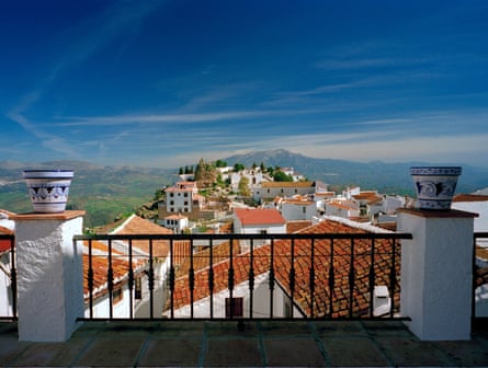 The view from the hilltop central plaza of the village of Comares.