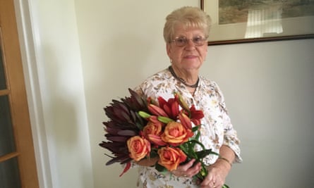 Margaret with her first flower delivery
