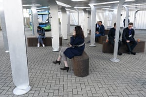 Delegates make use of an art installation called Between Forests and Skies, which replicates a bus stop and is made from aluminium using groundbreaking inert anode technology