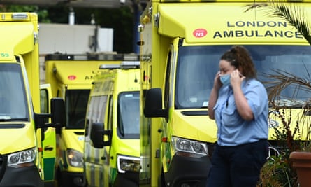 Ambulances waiting outside a hospital in London