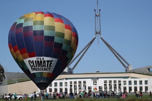 Climate protest on the front lawns of Parliament House Canberra last week