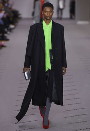 Big shoulders at the Balenciaga show, AW17, Paris fashion week.