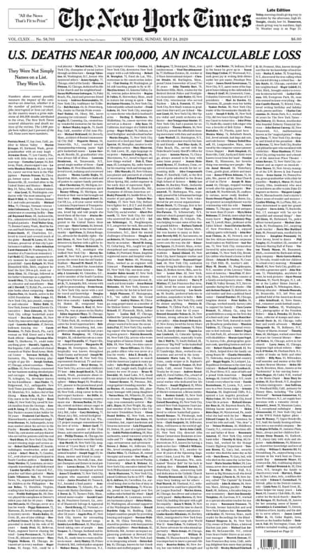 The New York Times front page from 24 May.