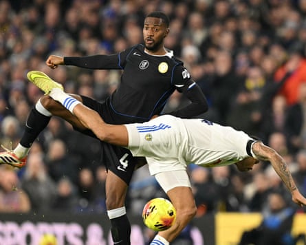 Tosin Adarabioyo struggles against Leeds