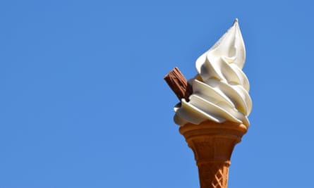 A soft-serve ice-cream cone with a flake
