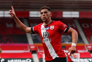 Southampton’s Che Adams celebrates scoring the equaliser.