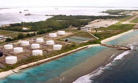 Fuel tanks on Diego Garcia, the largest island in the Chagos archipelago