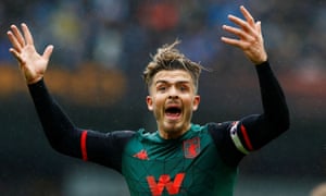 Aston Villa’s Jack Grealish reacts.