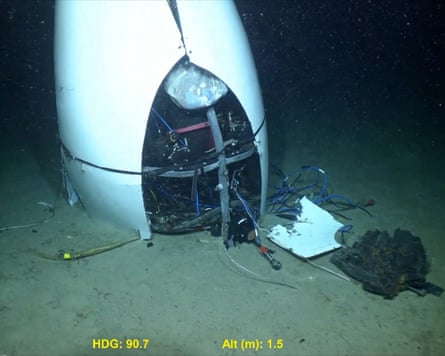 Footage from a remotely operated vehicle shows the debris of the Titan submersible on the ocean floor