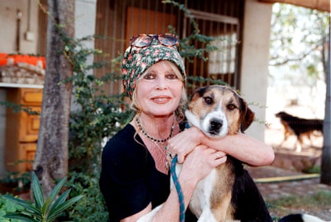 Reinveting herself as an animal rights activist, she founded a dog refuge in Paris, seen here on a visit in 2001
