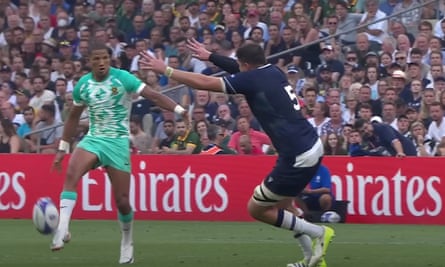 Manie Libbok's no look kick which set up Kurt-Lee Arendse's try for South Africa against Scotland.