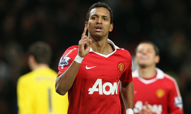 Nani after scoring for Manchester United in 2011. He struggled to get in the side after Sir Alex Ferguson’s departure in 2013.