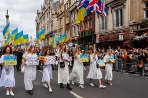 Ukrainians participating in the Pride march