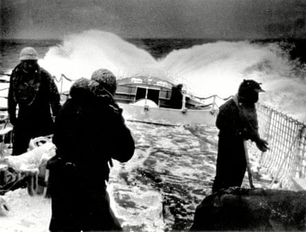 HMS Leander and the Icelandic Gun Boat Thor collide off the coast of Iceland, 1976.