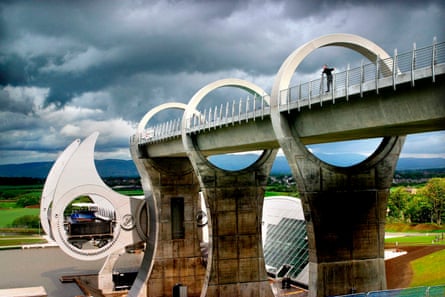The Falkirk Wheel, which connects the Forth & Clyde canal with the Union canal.