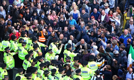Police intervening during a National Action demonstration in Liverpool