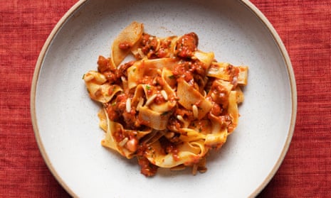 Pining for it… pappardelle with peppers and pine kernels