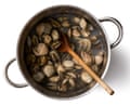Clams in a pan with water
