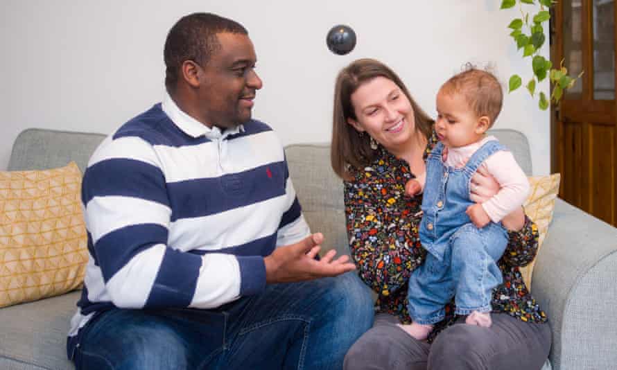 Jon and Jess Daly with baby Robin at home in Norwich.