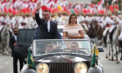 Jair Bolsonaro waves before his swearing-in ceremony in Brasília, Brazil on 1 January. 