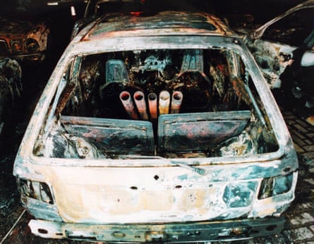 A burned out car