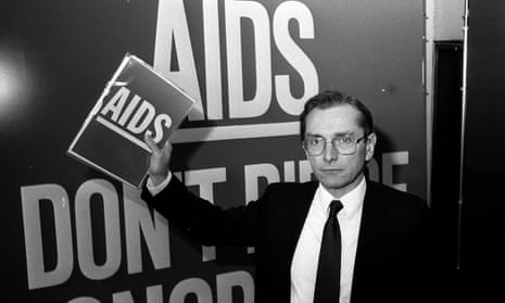 Norman Fowler with Aids campaign poster