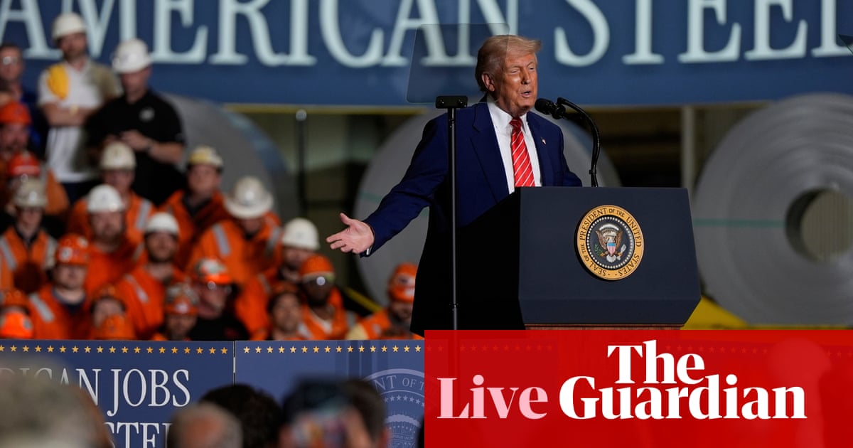 Trump speaks at rally celebrating US-Japan steel ‘partnership’; Musk grilled on drug claims and black eye – live - The Guardian