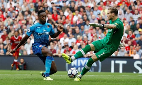 Loris Karius’s only problems against Arsenal were of his own making, as Liverpool’s second-choice goalkeeper dawdled on the ball and was closed down.