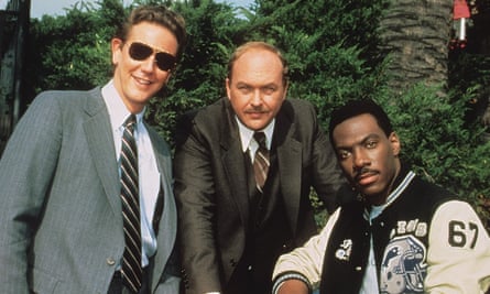 Judge Reinhold, left, John Ashton, centre, and Eddie Murphy, the stars of Beverly Hills Cop II, 1987.