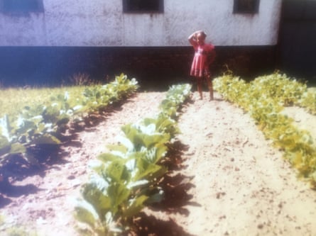 Four-year-old Aja Yasir at her parents’ garden in Chicago.