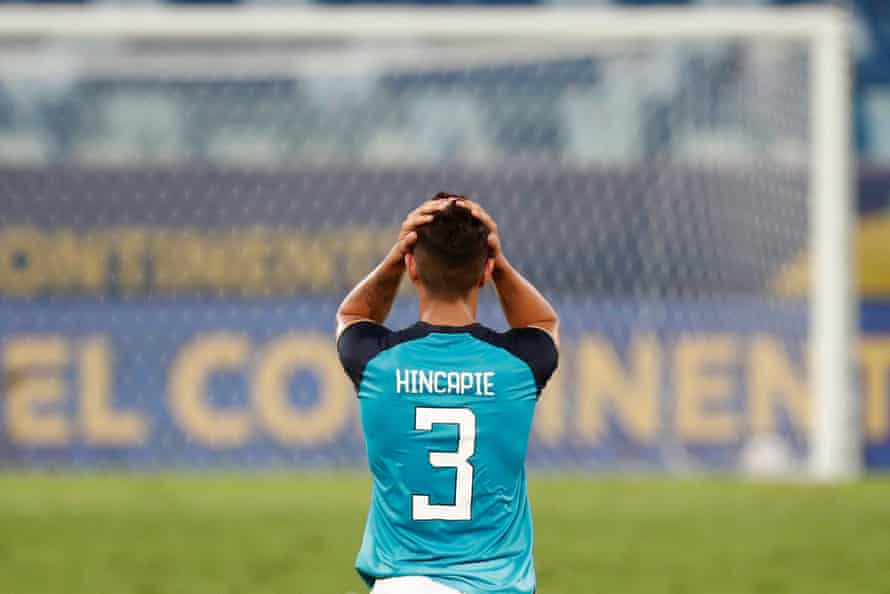 Ecuador’s Piero Hincapie after their opening game against Colombia at the current Copa América. Yes, they lost 1-0.