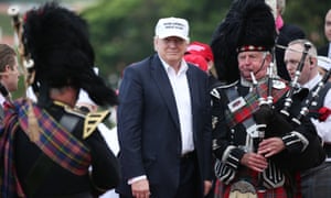 Donald Trump arrives at his revamped Trump Turnberry golf course in South Ayrshire.